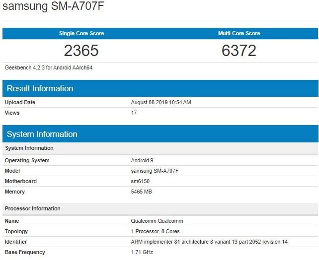 Samsung Galaxy A70s появился в Geekbench с процессором Snapdragon 675 и 6 ГБ ОЗУ - «Смартфоны»